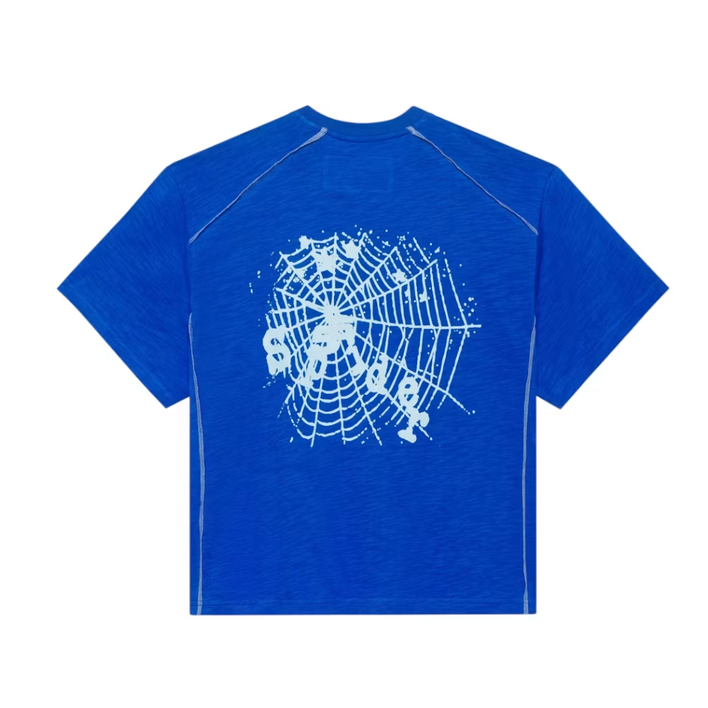 Sp5der contrast stitch tee tory blue