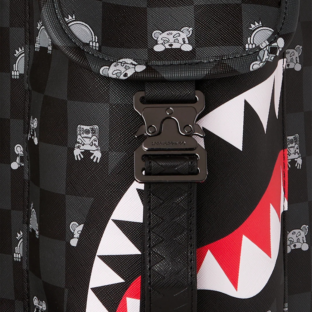 Sprayground Gray Peeking Character Check Monte Carlo Backpack