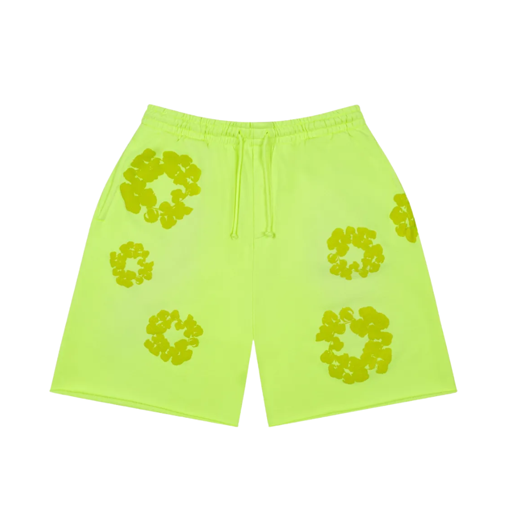 Denim Tears Mono Cotton Wreath Shorts Neon Green