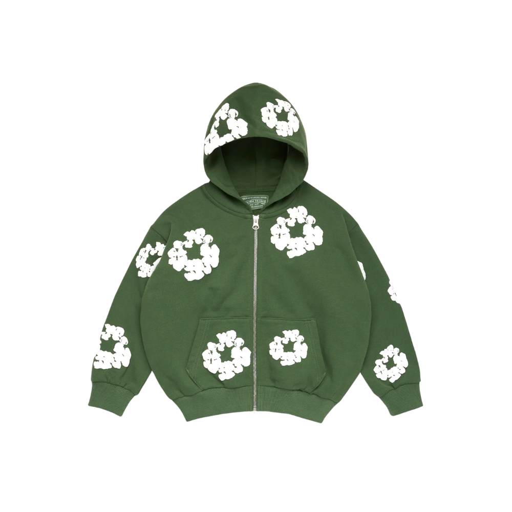 Denim Tears Kids Cotton Wreath Zip Hoodie Green