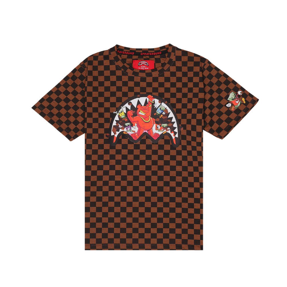 SPRAYGROUND GET OUT BEAR CHECKERED REGULAR T-SHIRT