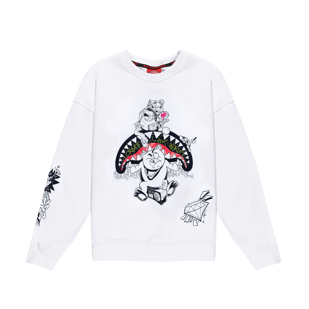 SPRAYGROUND CREATE YOUR WORLD OVER CREW LONG SLEEVE TEE