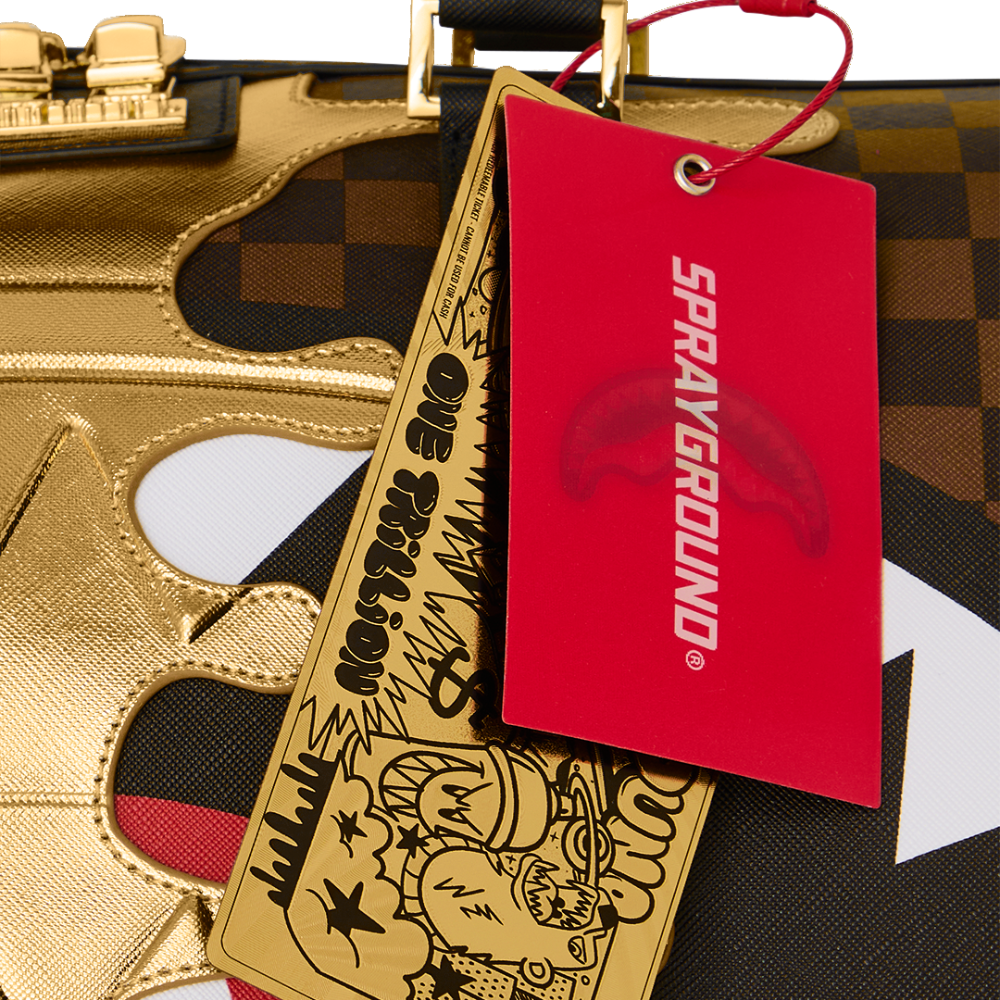 Sprayground Sharks In Paris Gold Drip Large Duffle