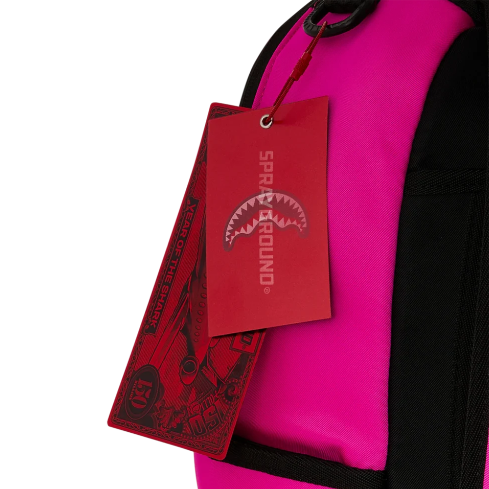 Sprayground Shark Central White Stencil Shark Pink DLXSV Backpack