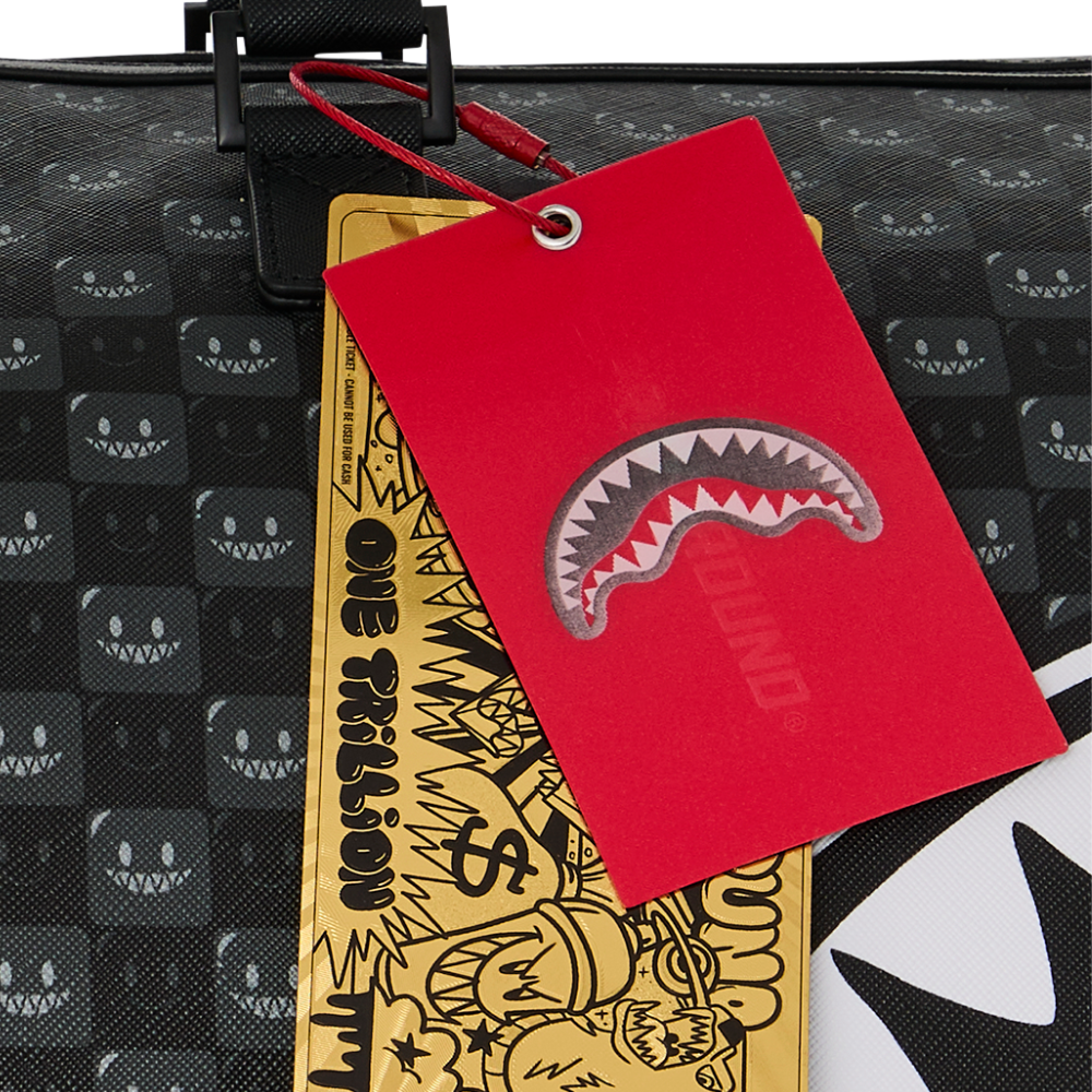 Sprayground Sharks In Paris WTF Bubbly Black Check Large Duffle