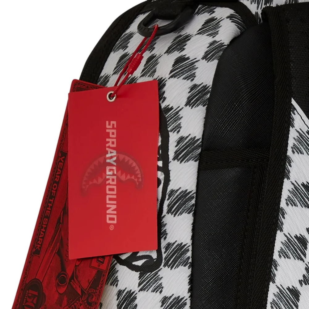 GREY CHECK SCRIBBLE SPLIT DLX BACKPACK