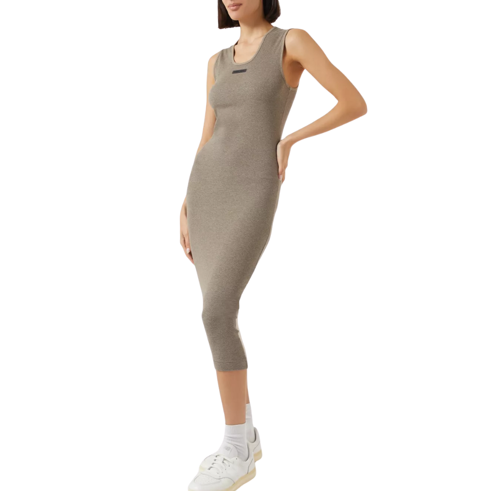 Fear of God Essentials Logo Tank Dress in Rib-knit Homestead