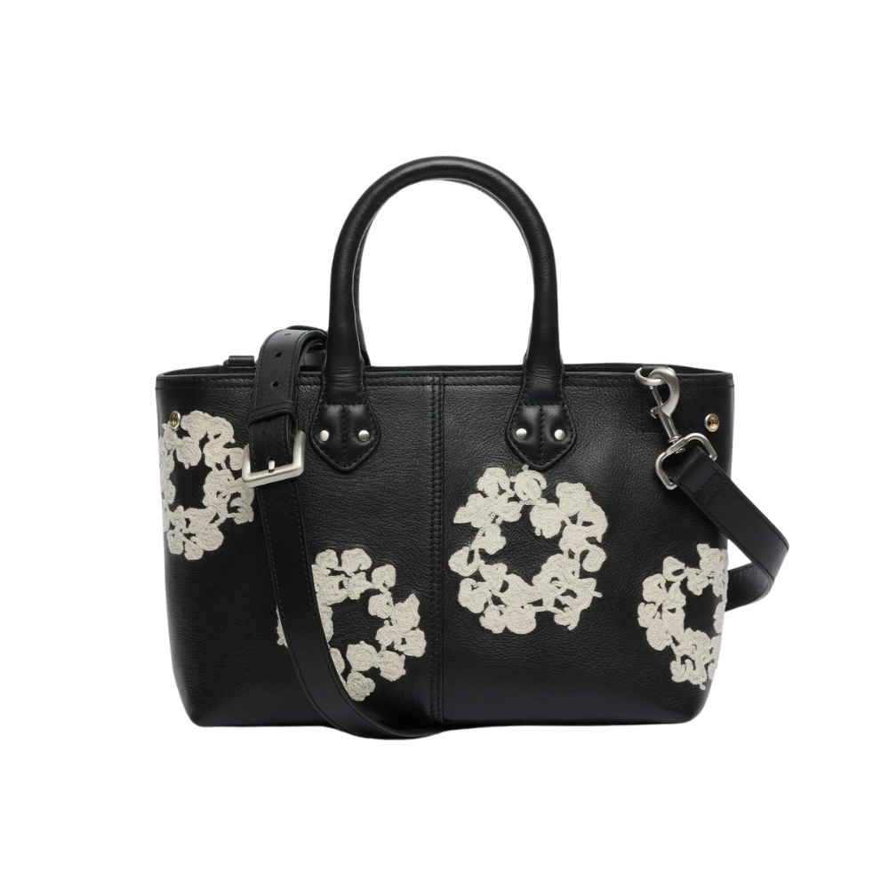 Denim Tears Cotton Wreath Leather Black & White Bag Small