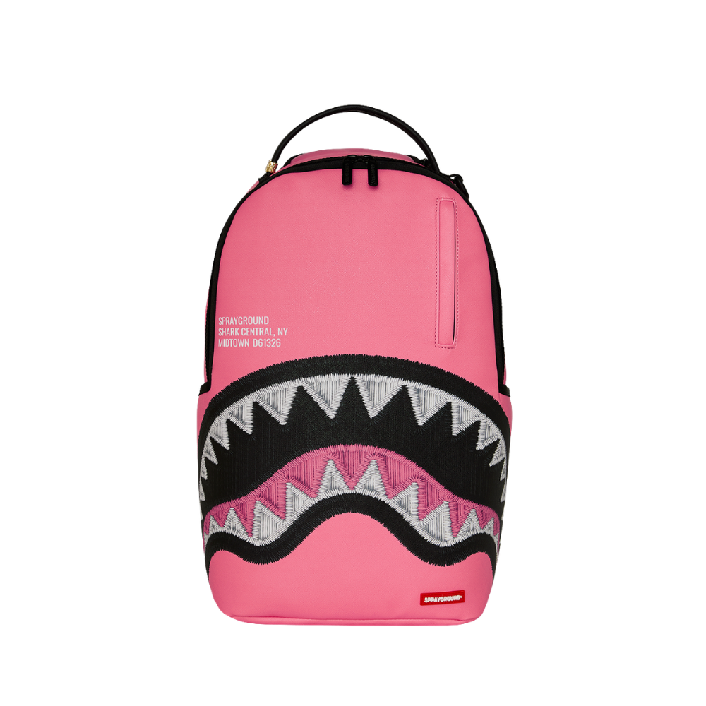 Sprayground Shark Central Pink Embroidered Shark DLXSV Backpack