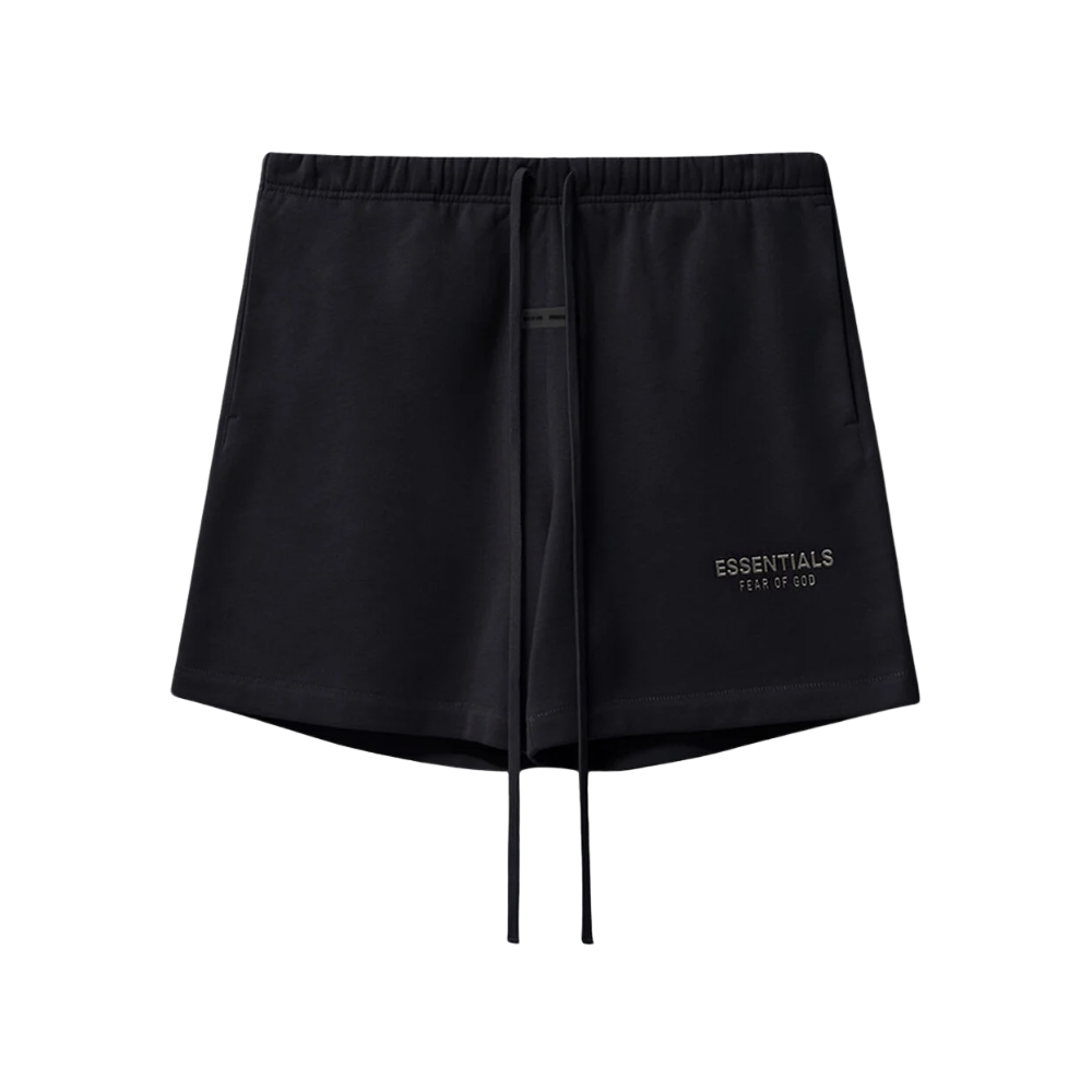 Fear of God ESSENTIALS Jet Black Soccer Fleece Sweat Shorts