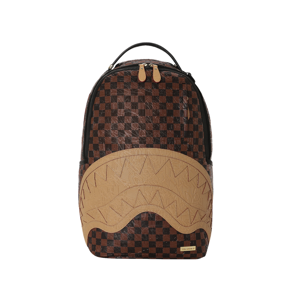 Sprayground Embossed Check Brown DLXSV Backpack