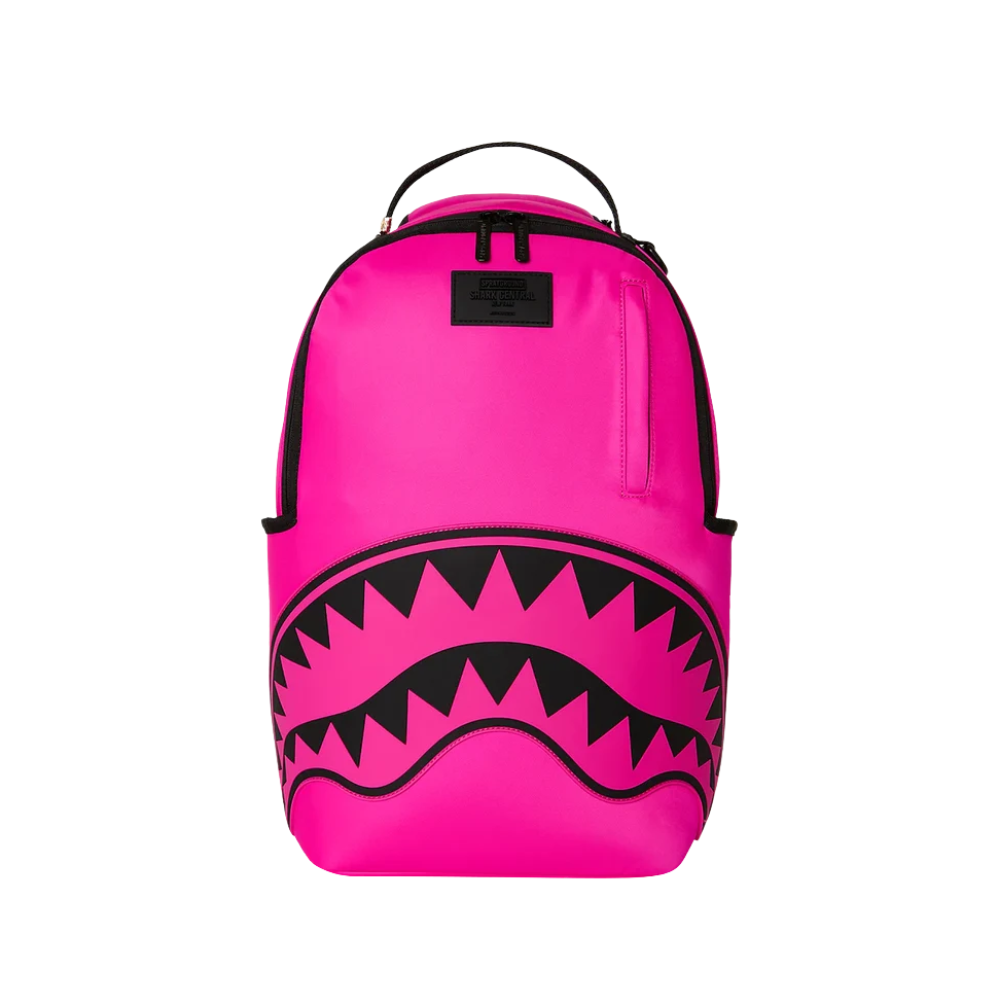 Sprayground Shark Central White Stencil Shark Pink DLXSV Backpack
