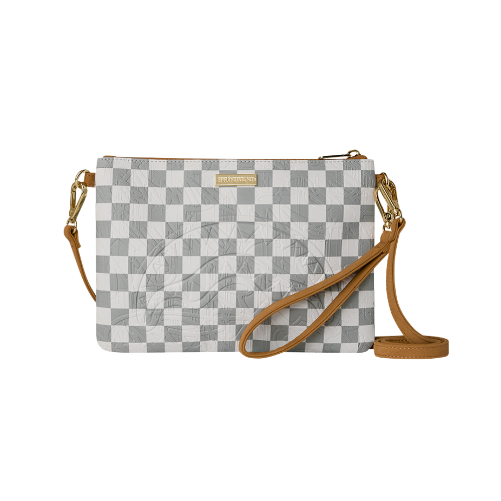 Sprayground Graff Embossed Cream Check Crossover Clutch