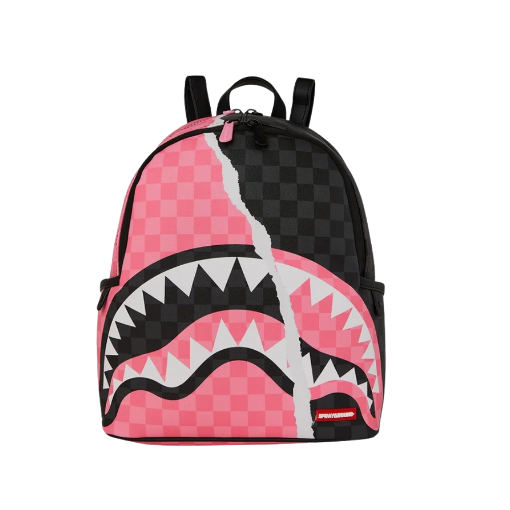 Sprayground Pink and Black Tear Sip Savage Backpack