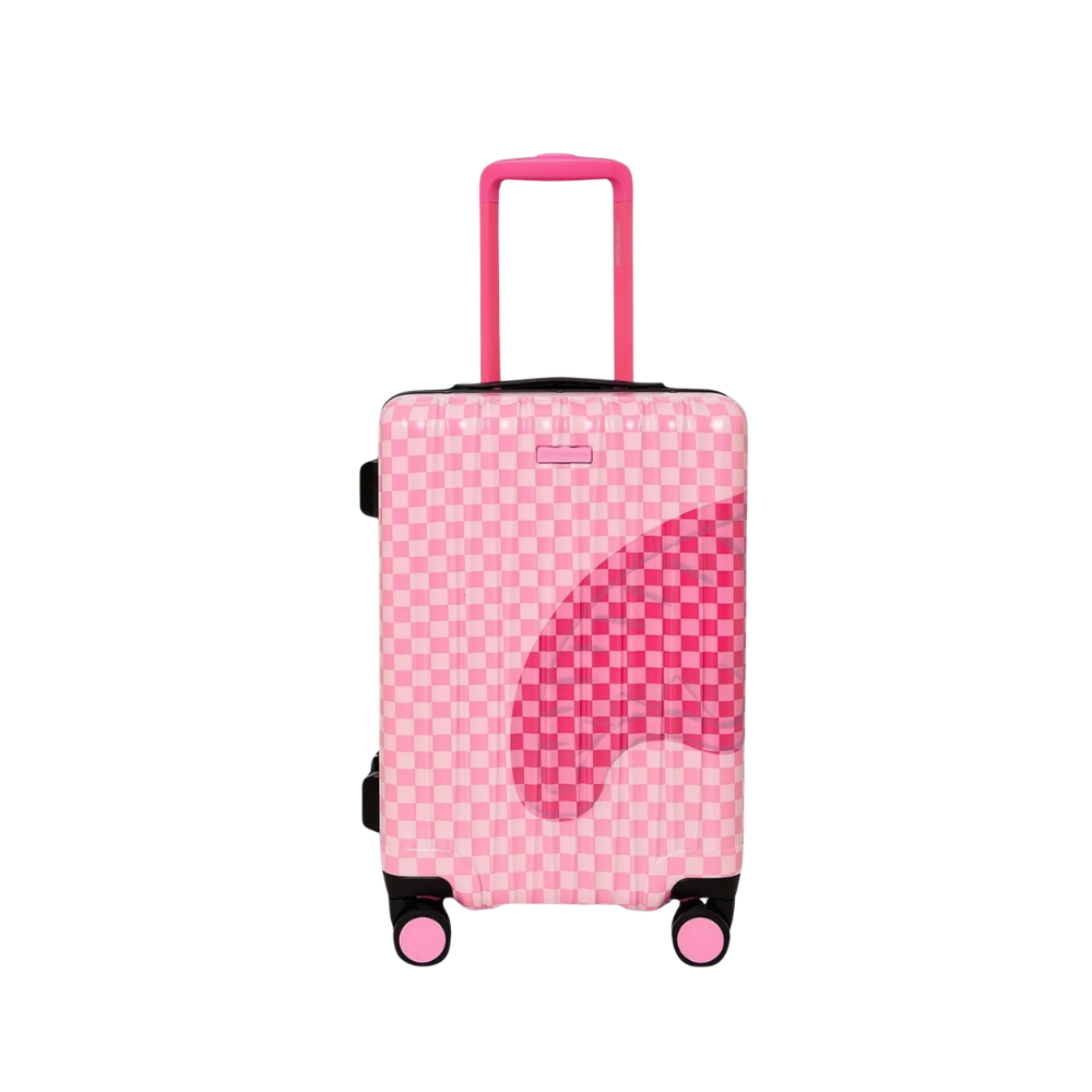 Sprayground Pink Sharks In Paris Patch Carry-on Luggage - crypt.ae