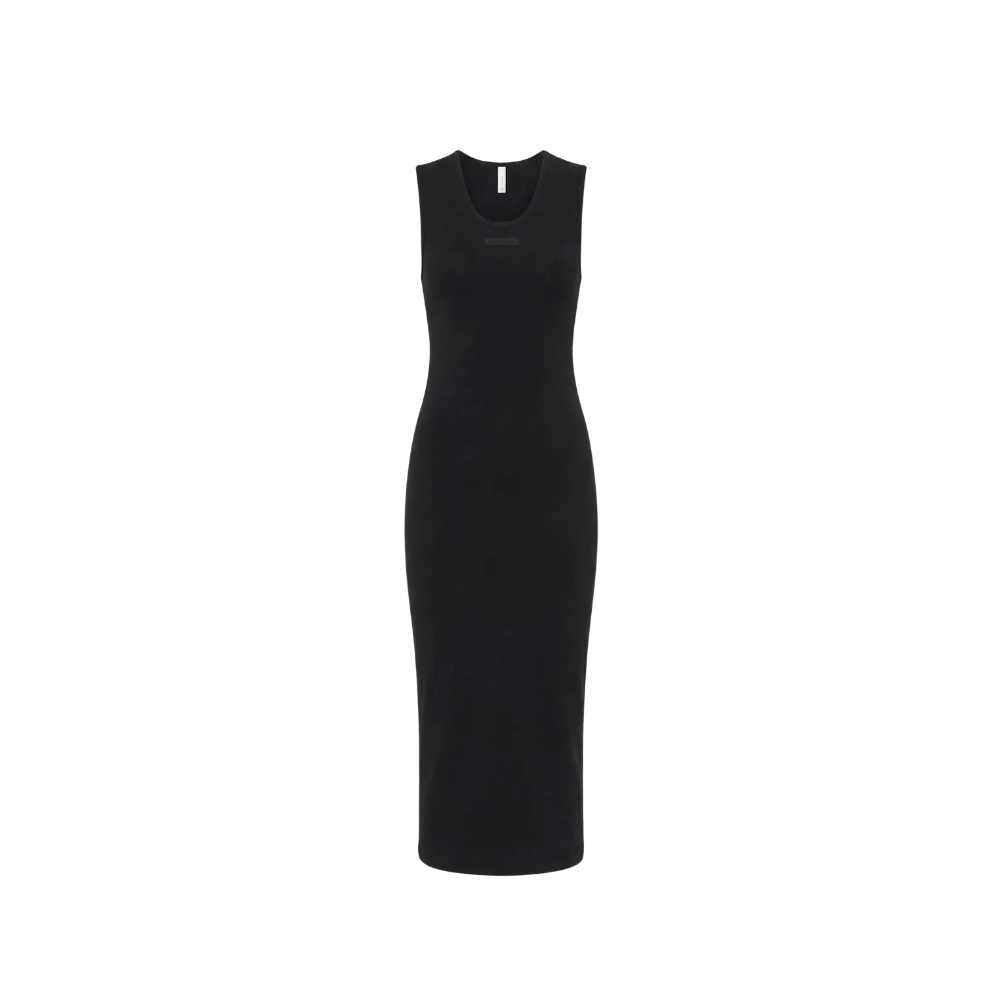 Fear of God Essentials Logo Tank Dress in Rib-knit jet Black