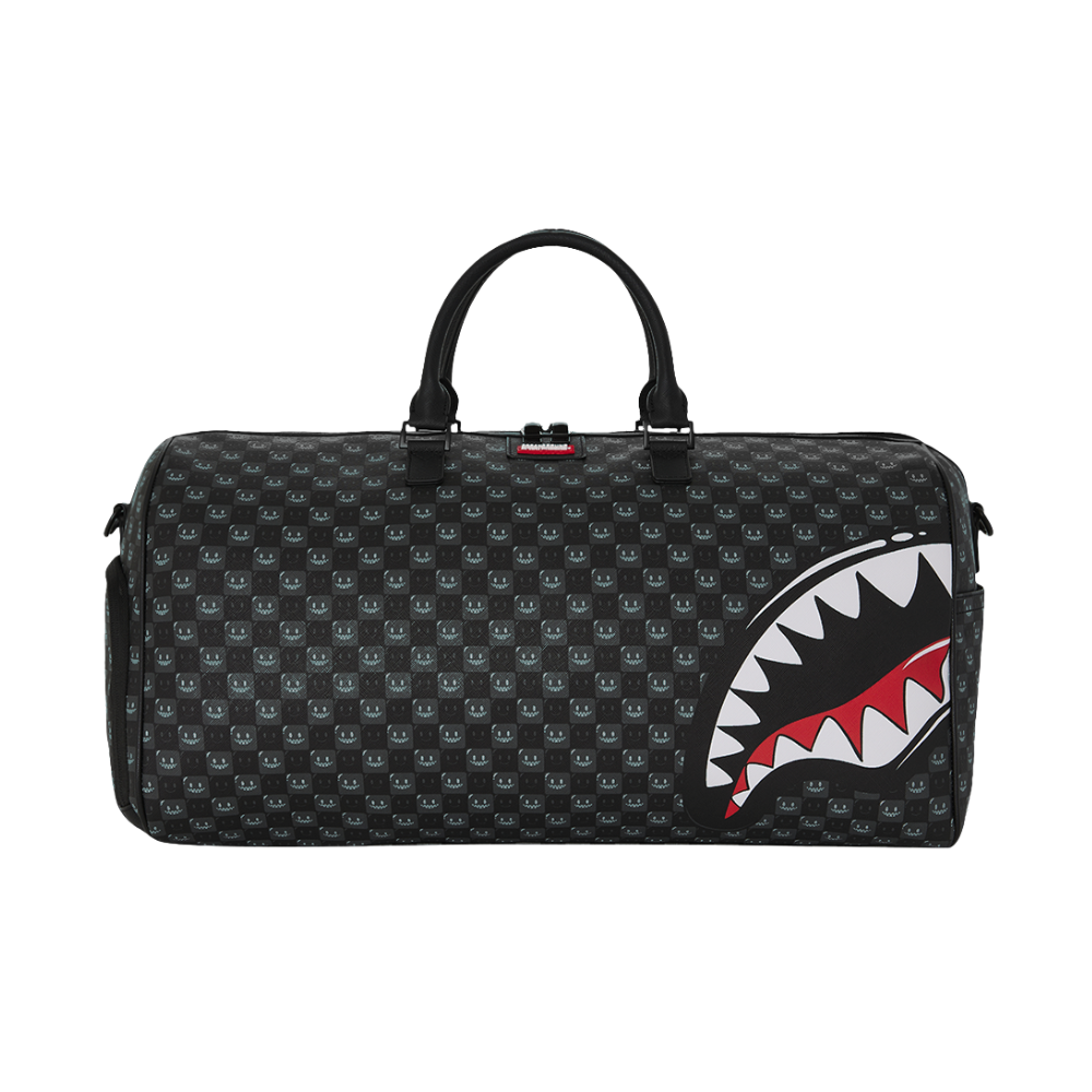 Sprayground Sharks In Paris WTF Bubbly Black Check Large Duffle