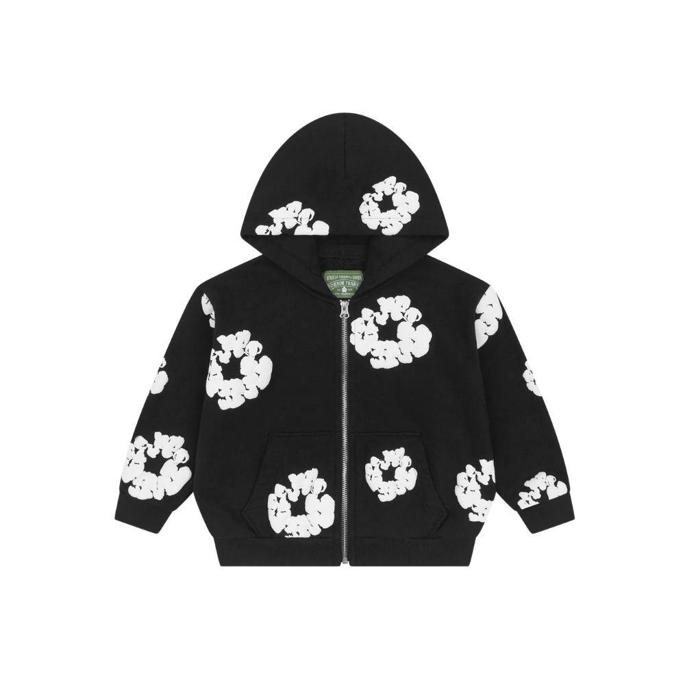 Denim Tears Kids Cotton Wreath Zip Hoodie Black