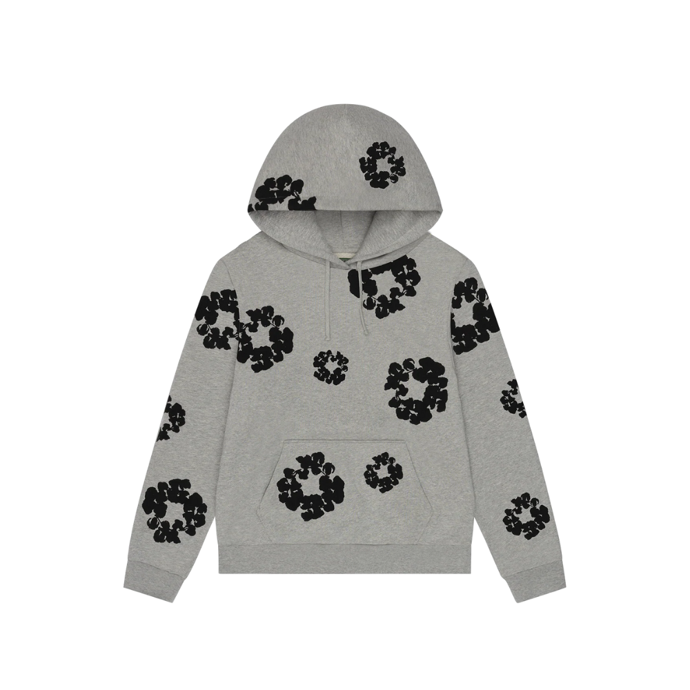 Denim Tears Black Cotton Wreath Hoodie Grey