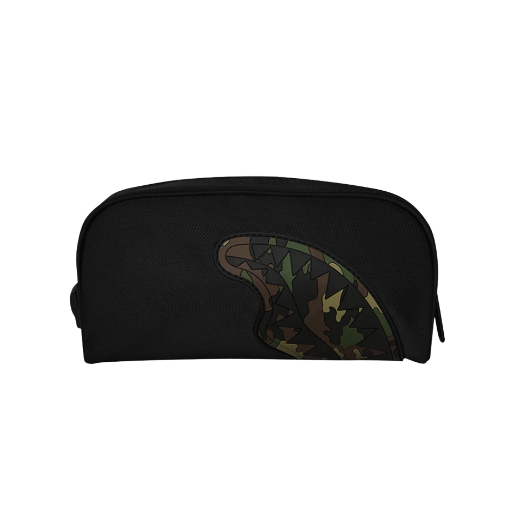 Sprayground Shark Central Black Nylon Camo Embossed Shark Pouch