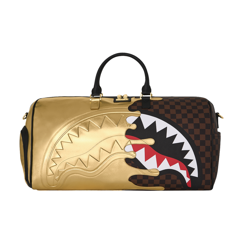 Sprayground Sharks In Paris Gold Drip Large Duffle
