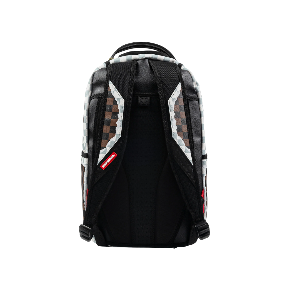 Sprayground Cream And Brown Tear Check Backpack