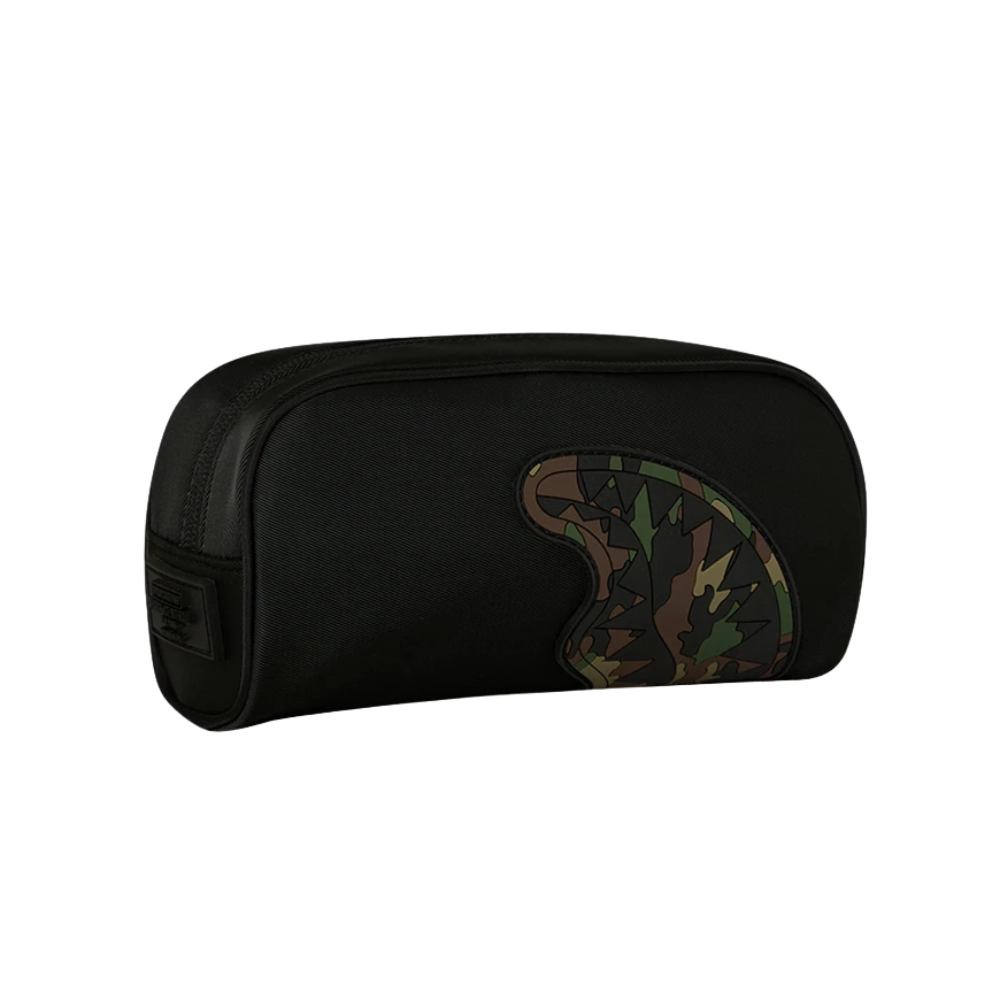 Sprayground Shark Central Black Nylon Camo Embossed Shark Pouch