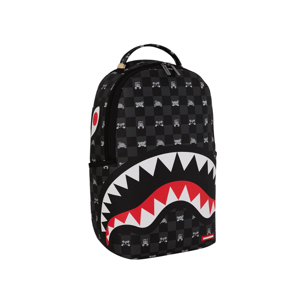 Sprayground Gray Peeking Character Check Backpack