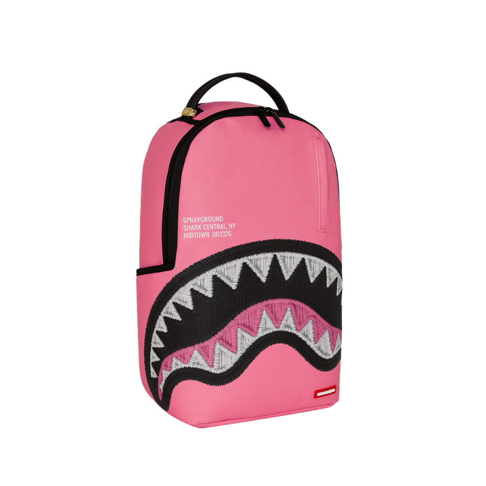 Sprayground Shark Central Pink Embroidered Shark DLXSV Backpack