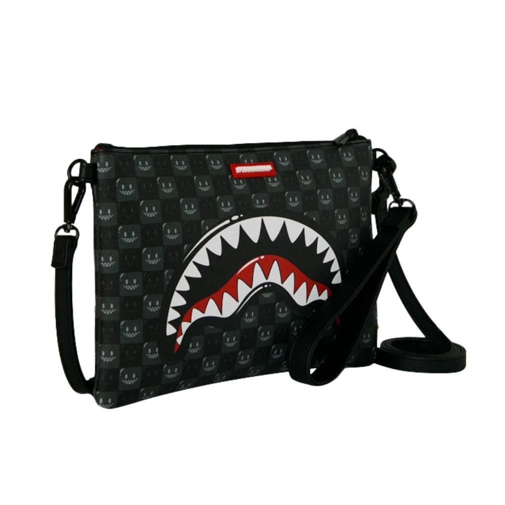 Sprayground Sharks In Paris Wtf Bubbly Black Check Pouchette