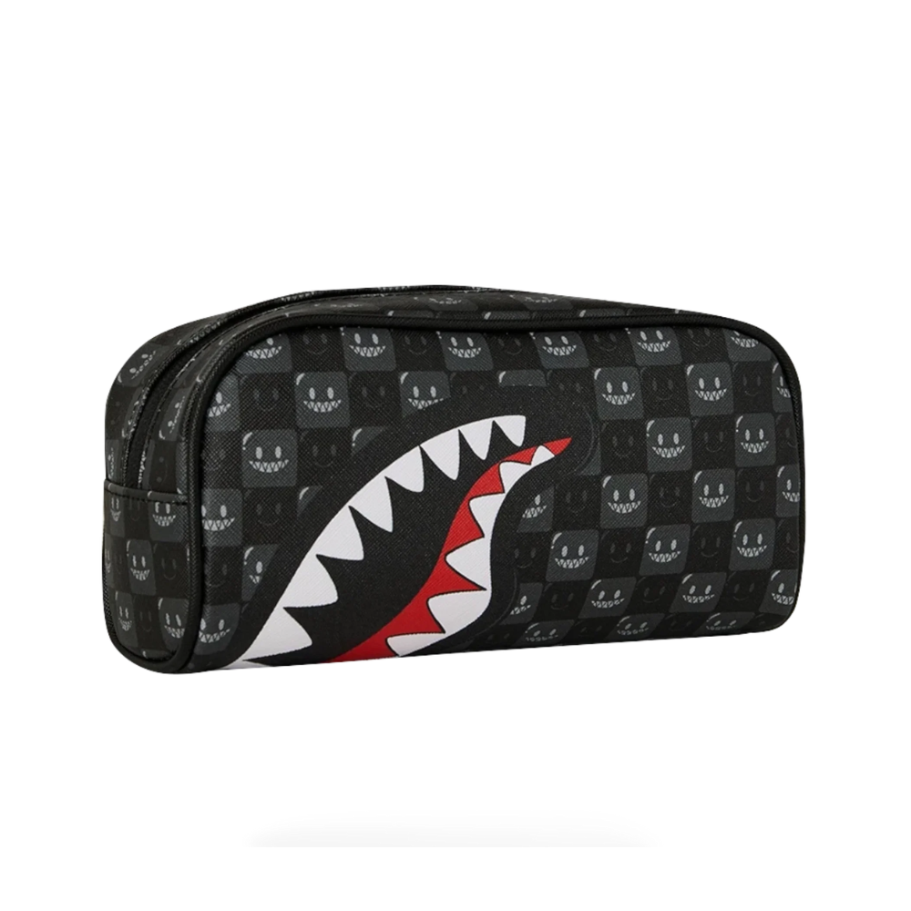 Sprayground Sharks In Paris WTF Bubbly Black Check Pencil Pouch