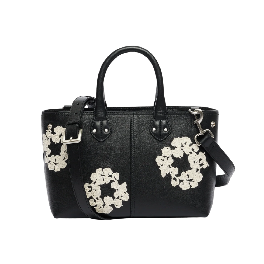 Denim Tears Cotton Wreath Leather Black & White Bag Small