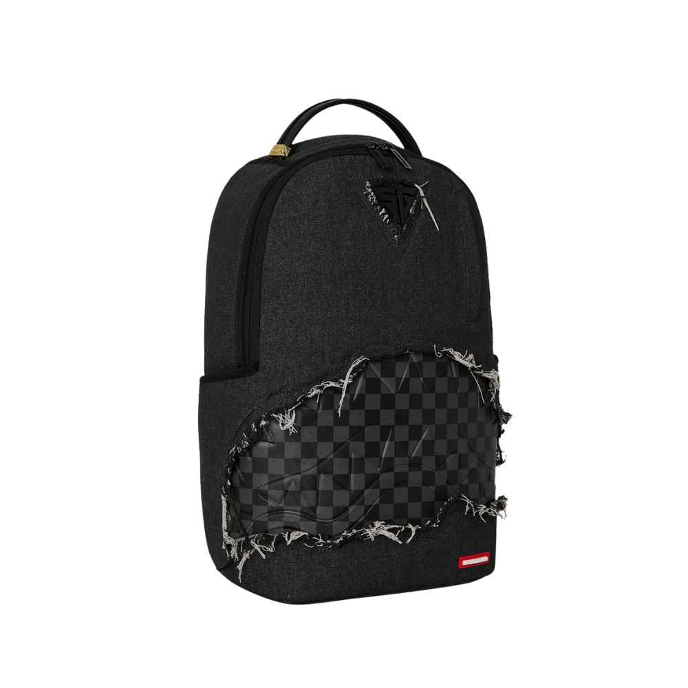 Sprayground Black Denim Tear Shark DLXSV Backpack