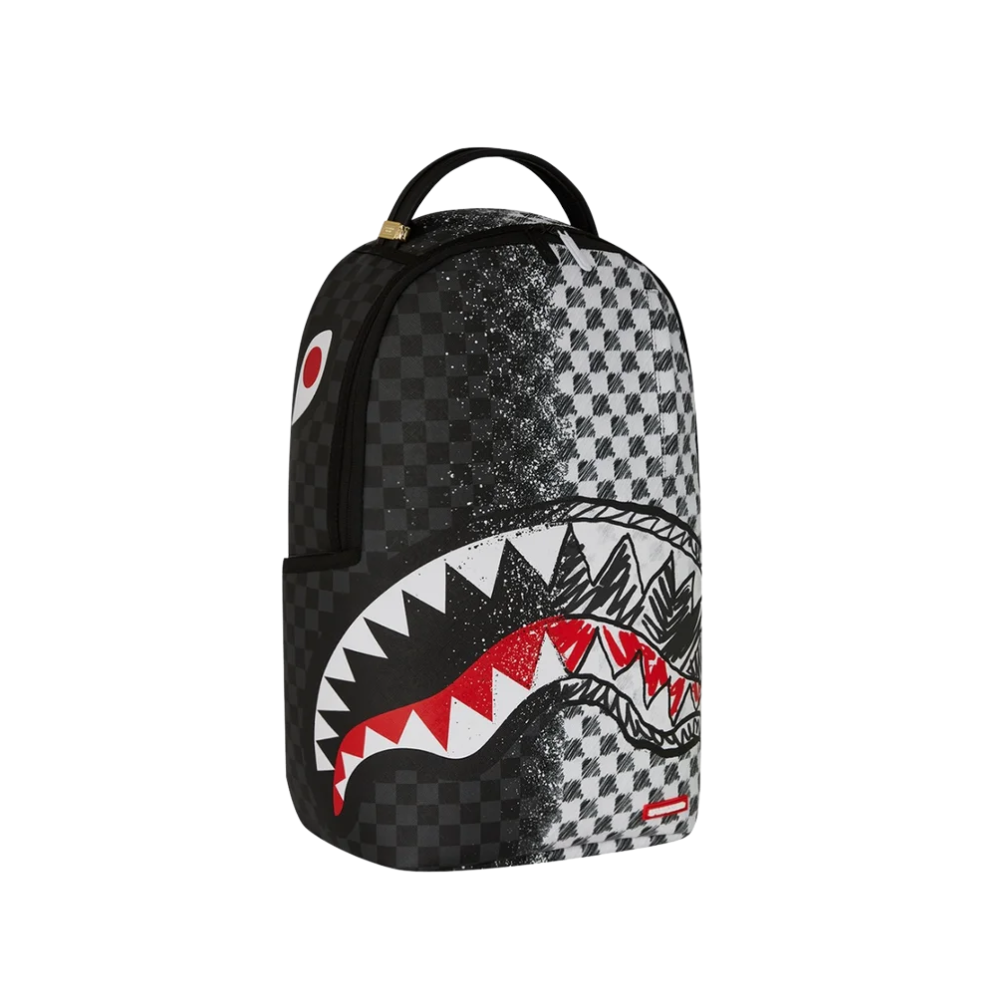 GREY CHECK SCRIBBLE SPLIT DLX BACKPACK