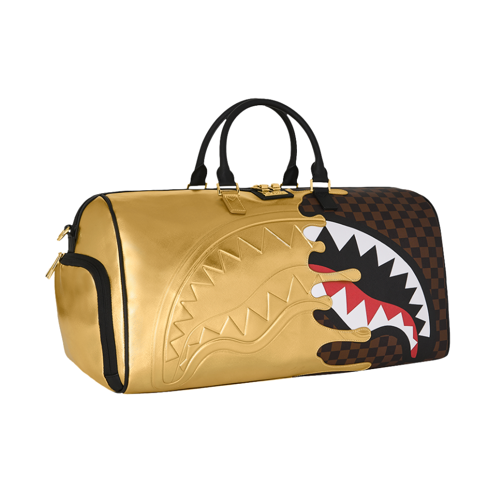 Sprayground Sharks In Paris Gold Drip Large Duffle