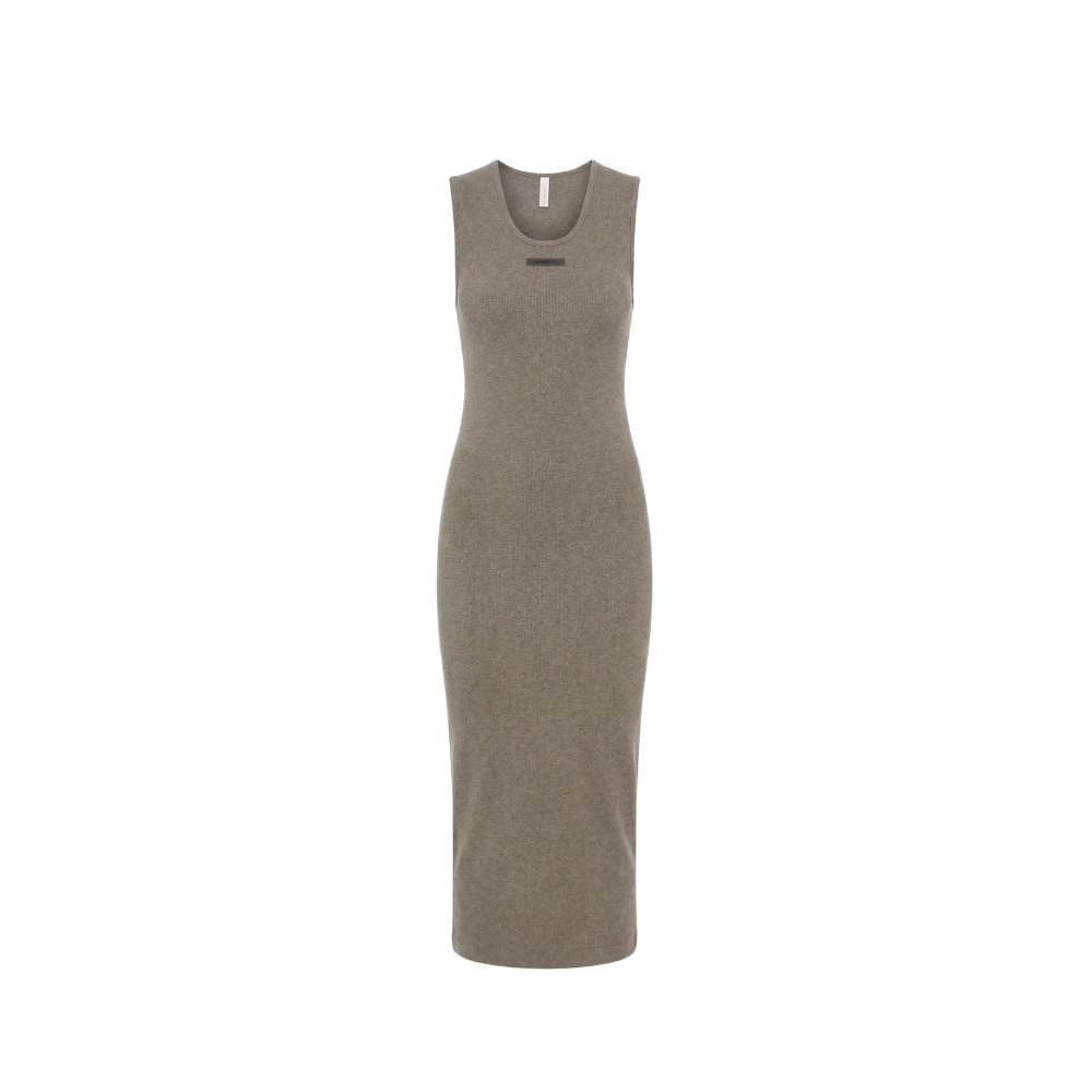 Fear of God Essentials Logo Tank Dress in Rib-knit Homestead