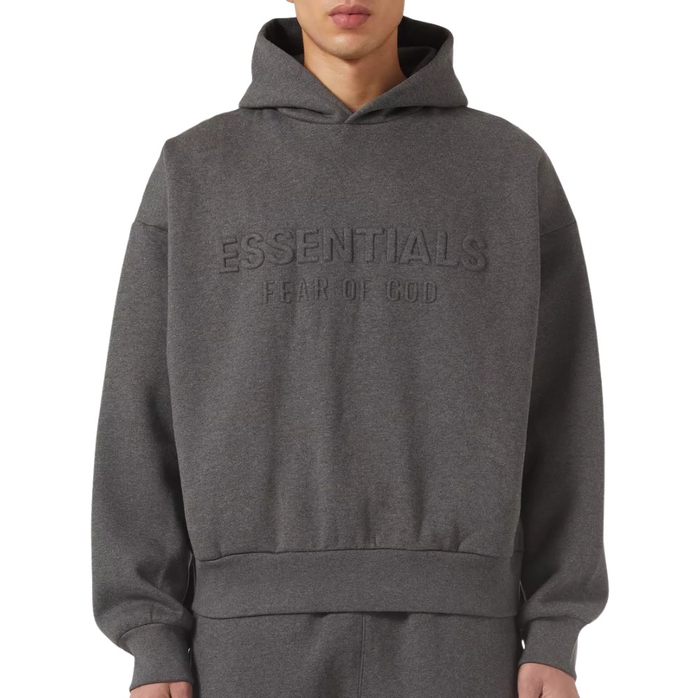Fear of God Essentials Embossed Essentials Classic Hoodie in Fleece Dark Grey