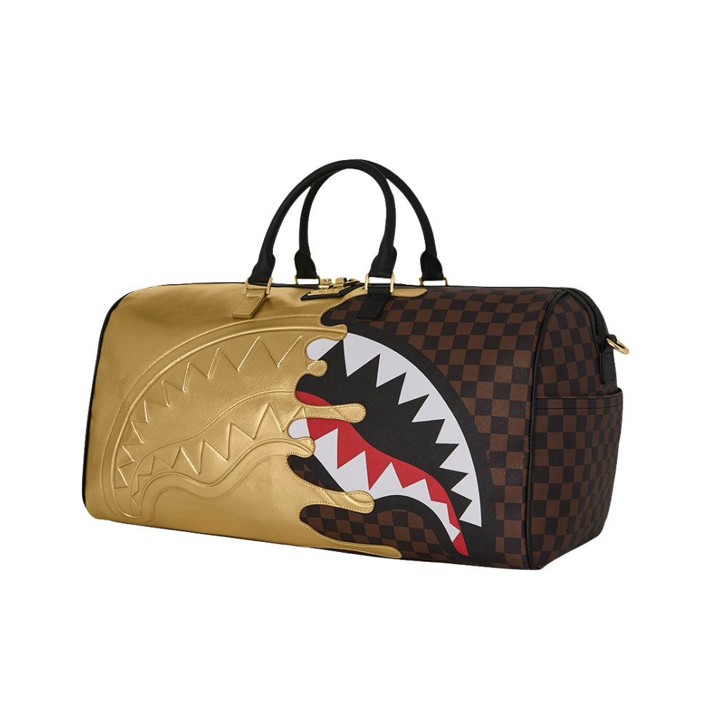 Sprayground Sharks In Paris Gold Drip Large Duffle