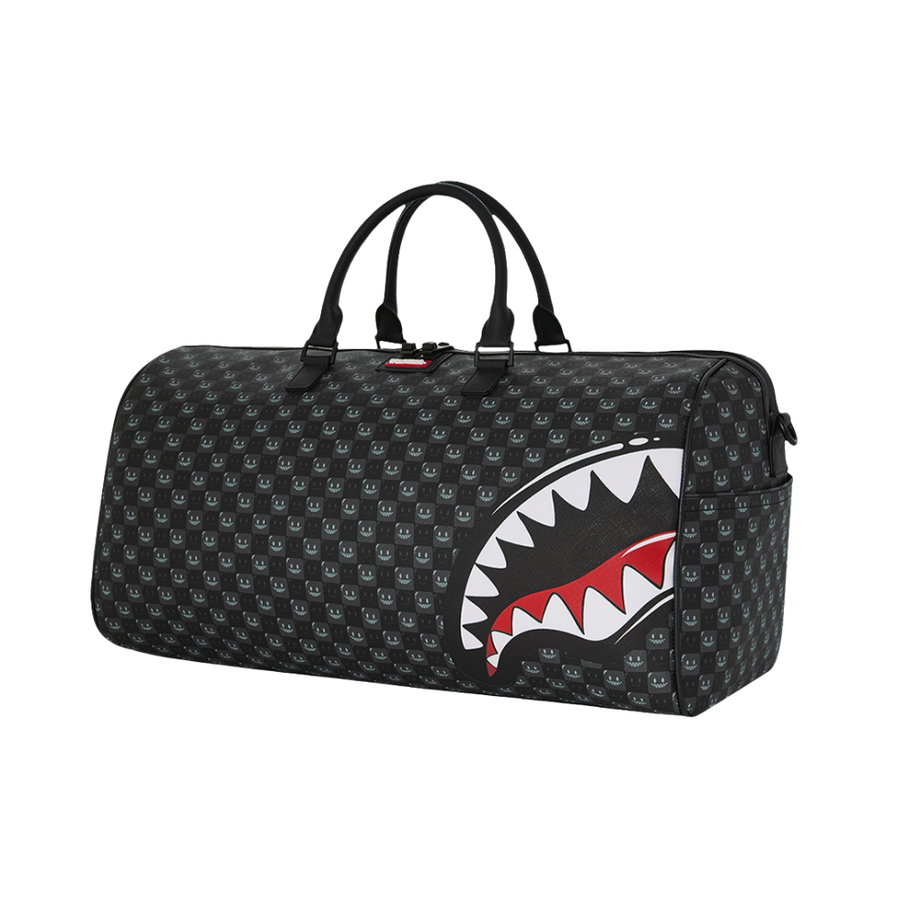 Sprayground Sharks In Paris WTF Bubbly Black Check Large Duffle