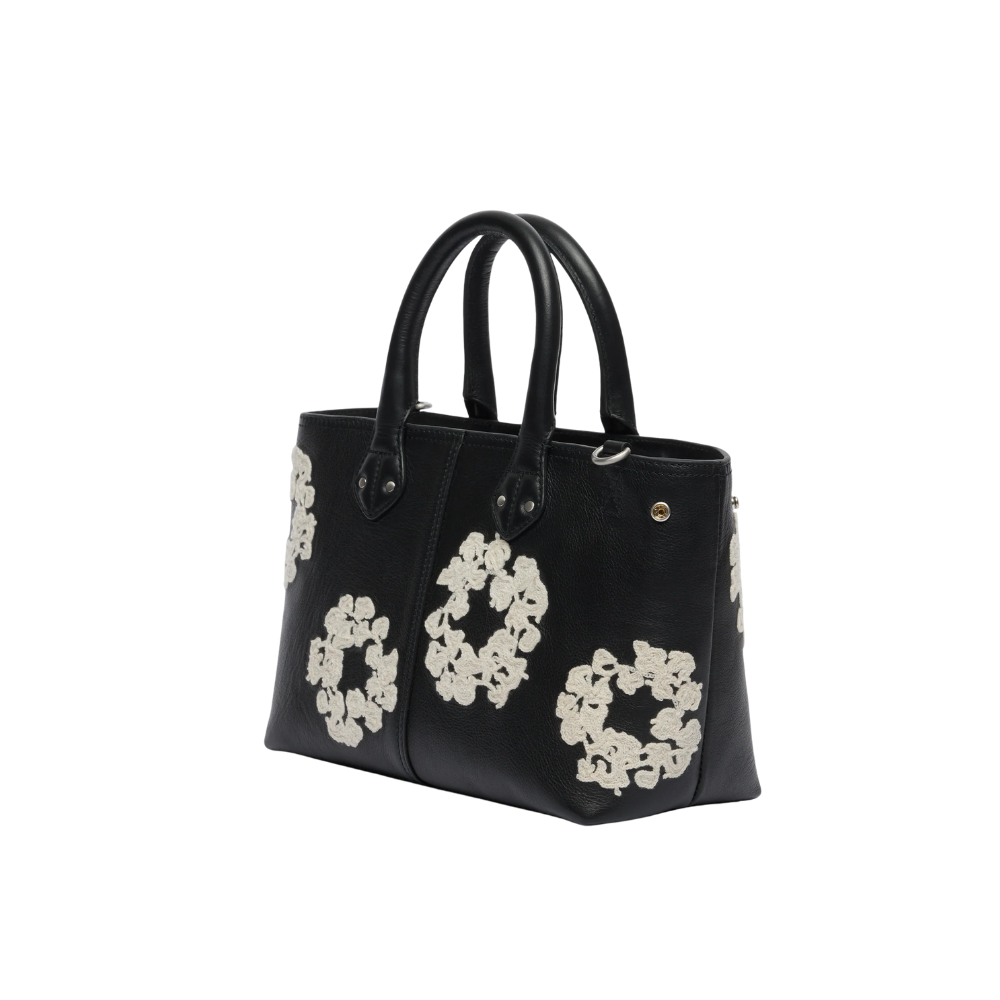 Denim Tears Cotton Wreath Leather Black & White Bag Small