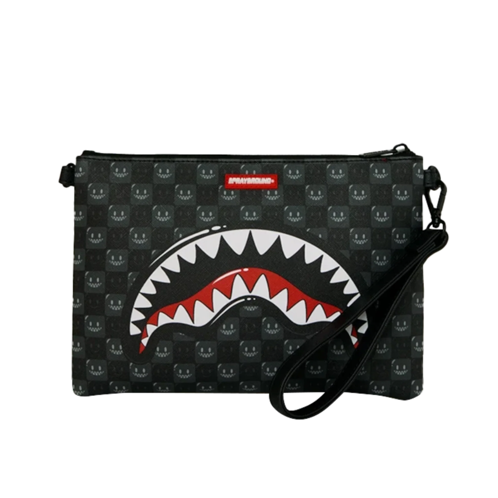 Sprayground Sharks In Paris Wtf Bubbly Black Check Pouchette