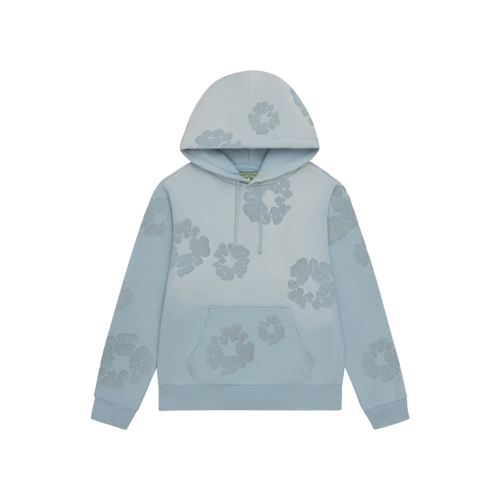 Denim Tears Faded Mono Cotton Wreath Hoodie Light Blue