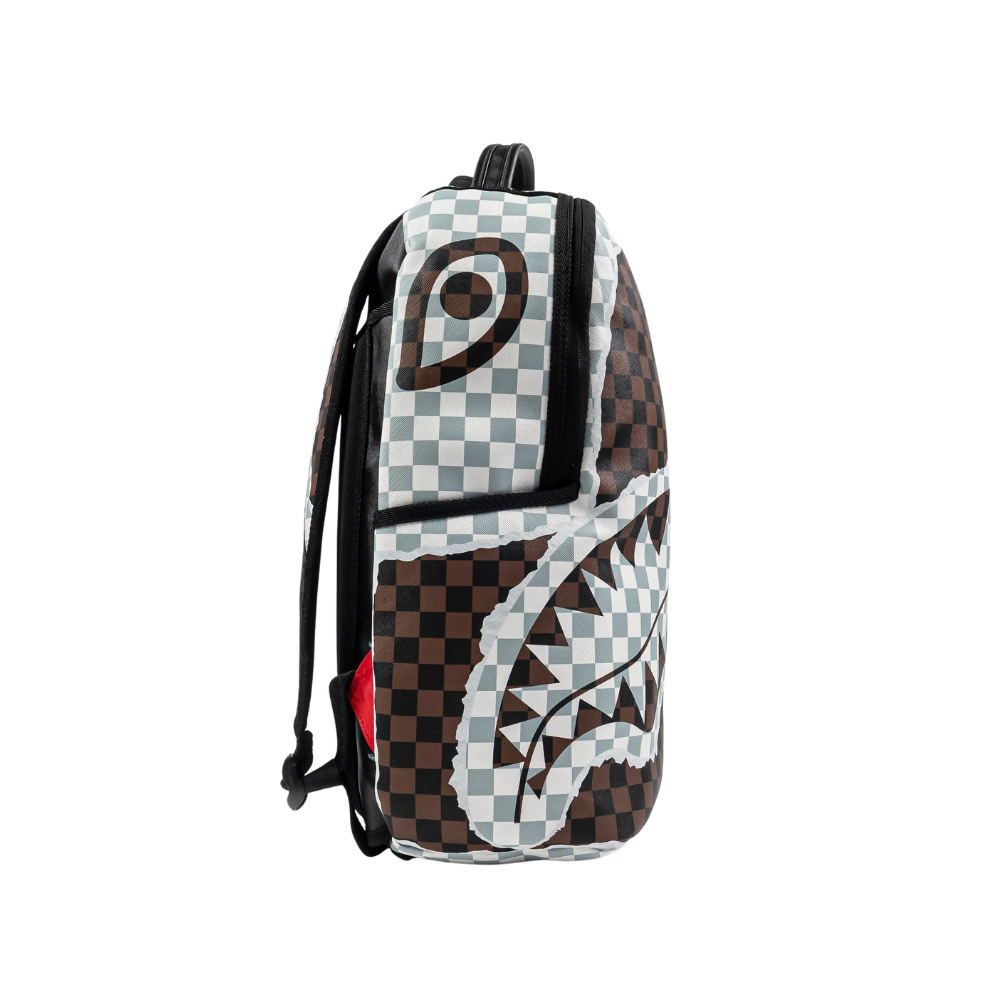 Sprayground Cream And Brown Tear Check Backpack