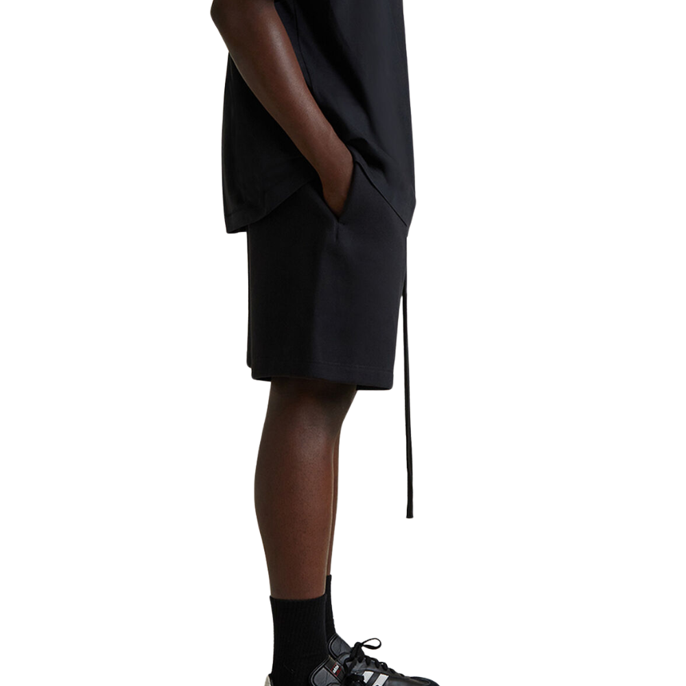 Fear of God ESSENTIALS Jet Black Soccer Fleece Sweat Shorts