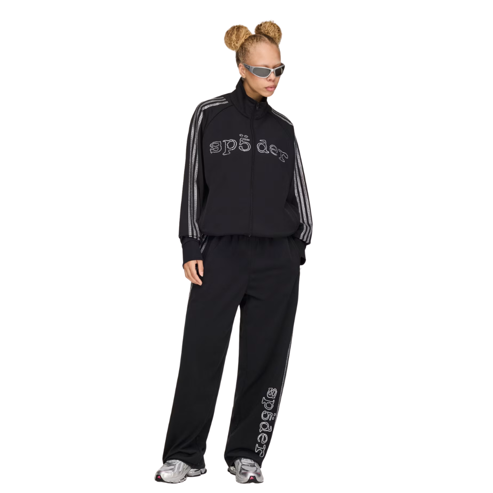 Sp5der Rhinestone track top zip black