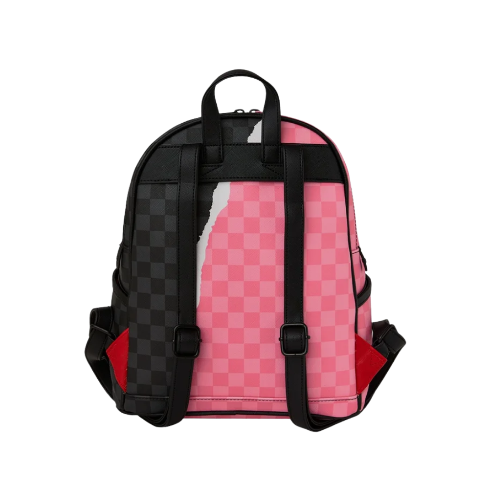 Sprayground Pink and Black Tear Sip Savage Backpack