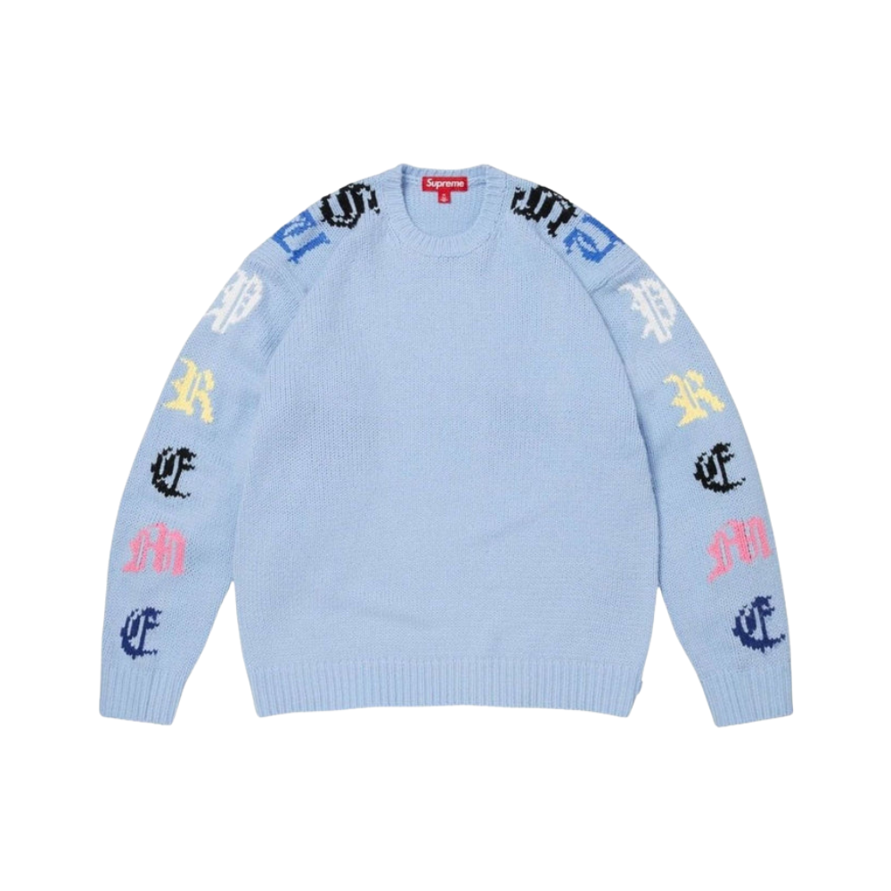 Supreme SS26 Old English Sleeves Sweater - Light Blue