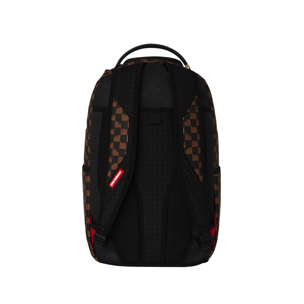 Sprayground Brown And Cream Drip Check Shark DLXSV Backpack