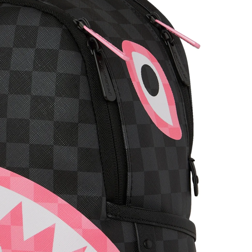 Sprayground Pink and Black Tear Sip Savage Backpack
