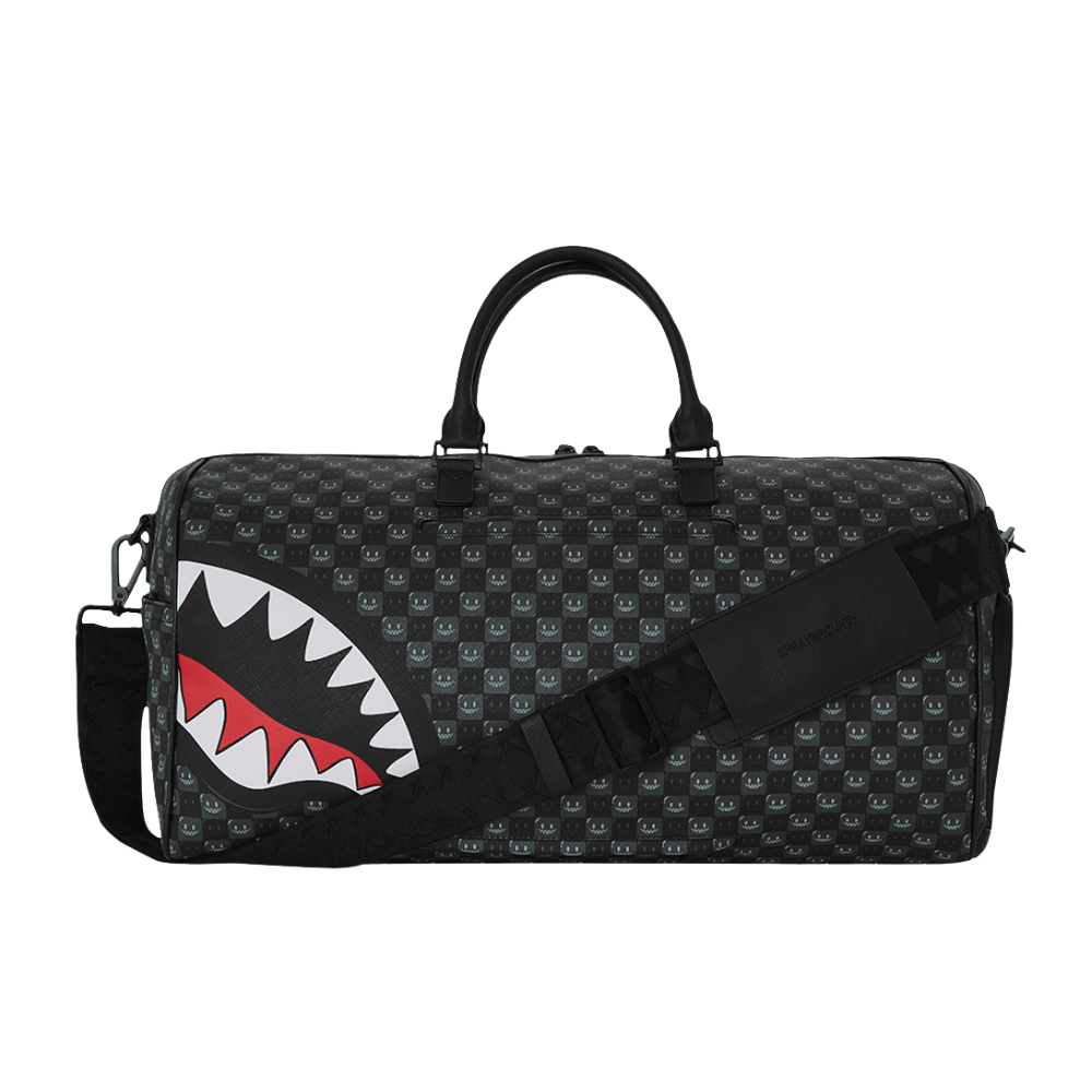 Sprayground Sharks In Paris WTF Bubbly Black Check Large Duffle